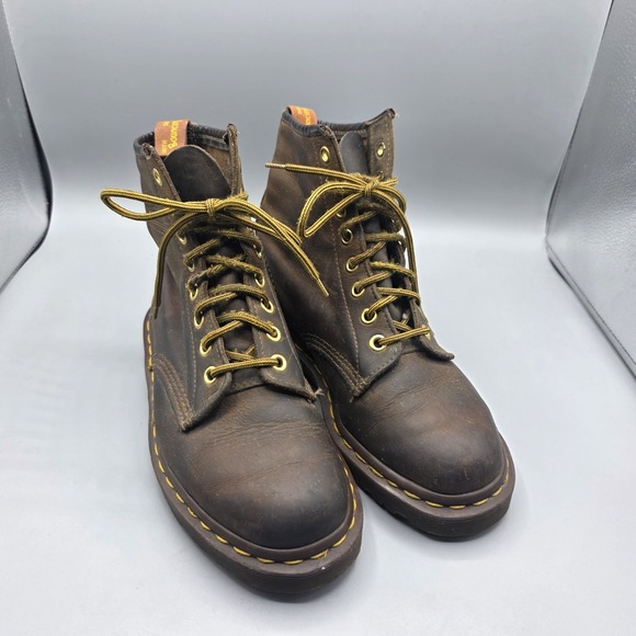 Dr. Martens Shoes - Vtg Dr Martens Boots UK 4 Womens 6 US Brown Leather 8 Eye Combat‎ England Mens 5
